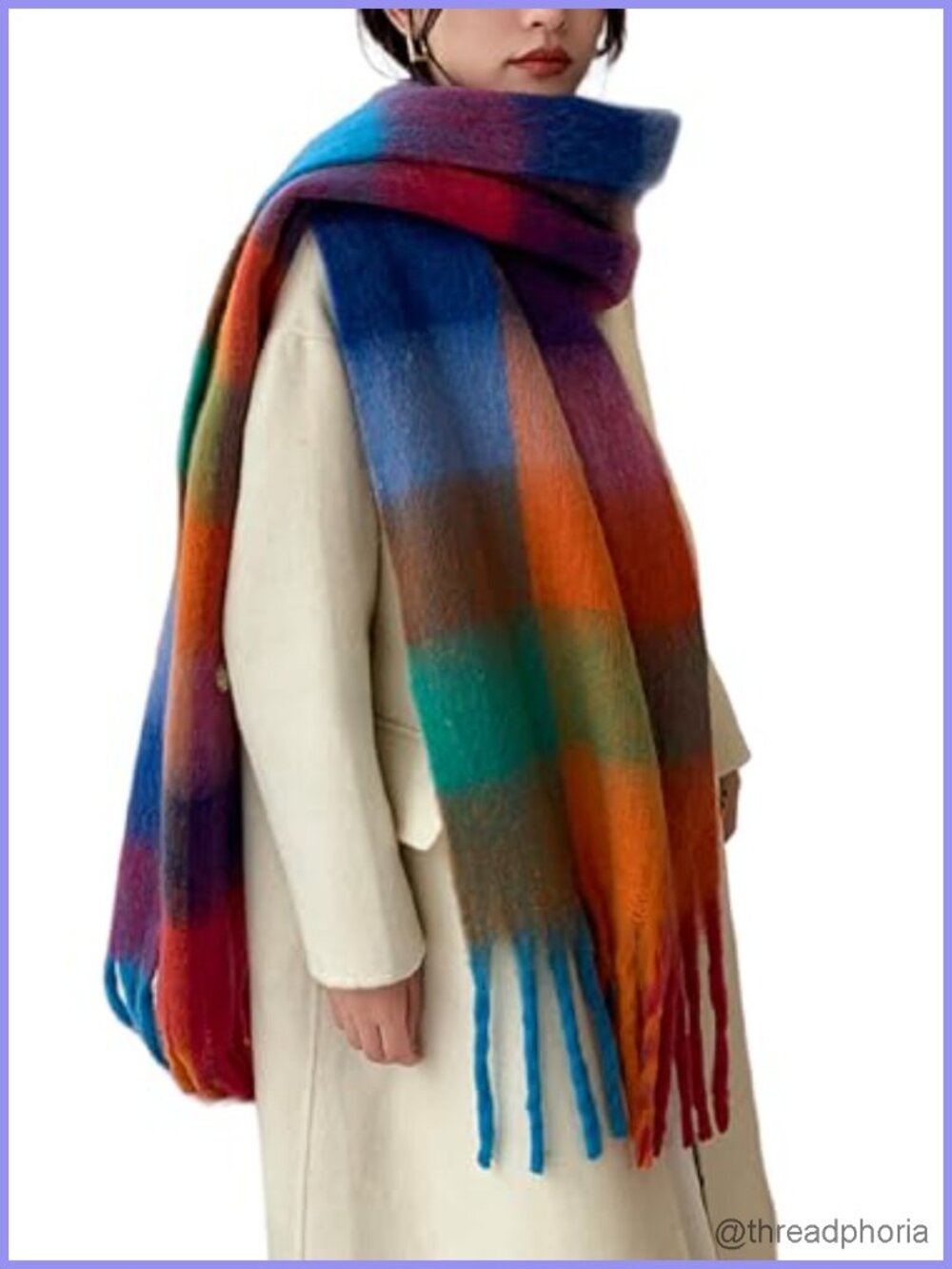 Women's Large Plaid Winter Scarf Shawl Wrap Thick Warm Blanket Scarf 95 in